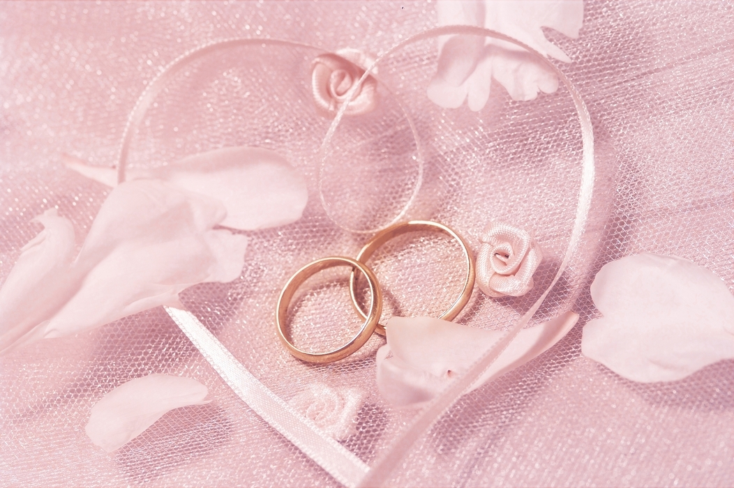 The Wedding Day:  Wedding Rings with Ribbon Heart