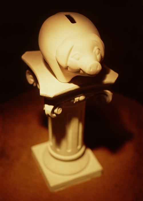 Piggy Bank on Top of a Short Column Pedestal