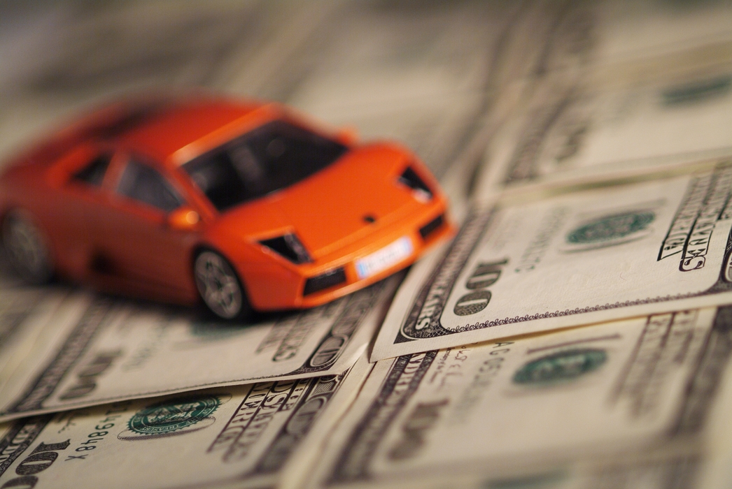 Financial Concept Sports Car with Dollars