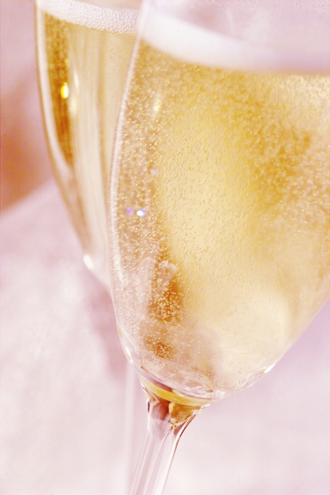 The Wedding Day:  Bubbly Champagne in Glasses