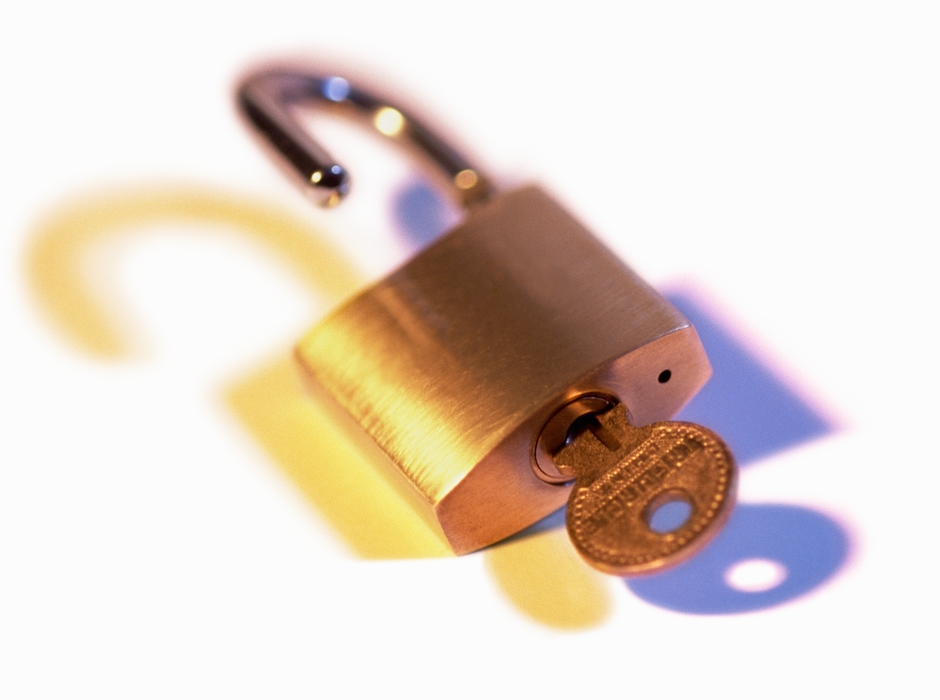 Padlock with Key in End, Open