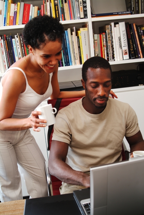 Couple Working in Home Office