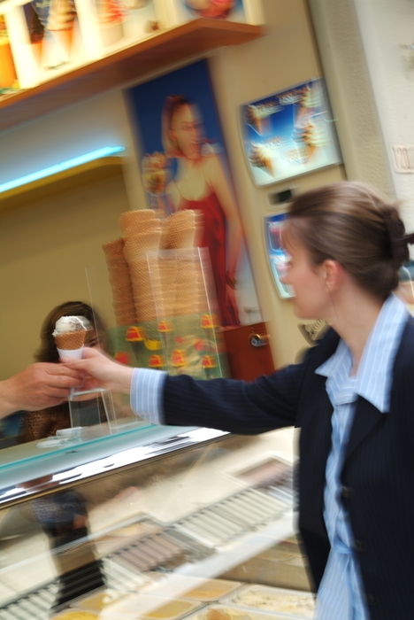 Businesswoman Ordering Ice Cream