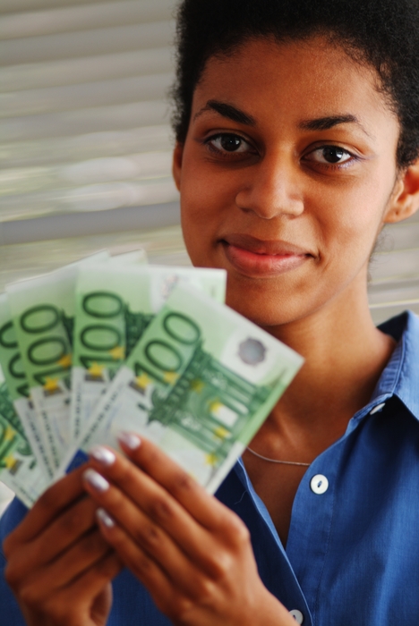 Woman Holding Euro Cash