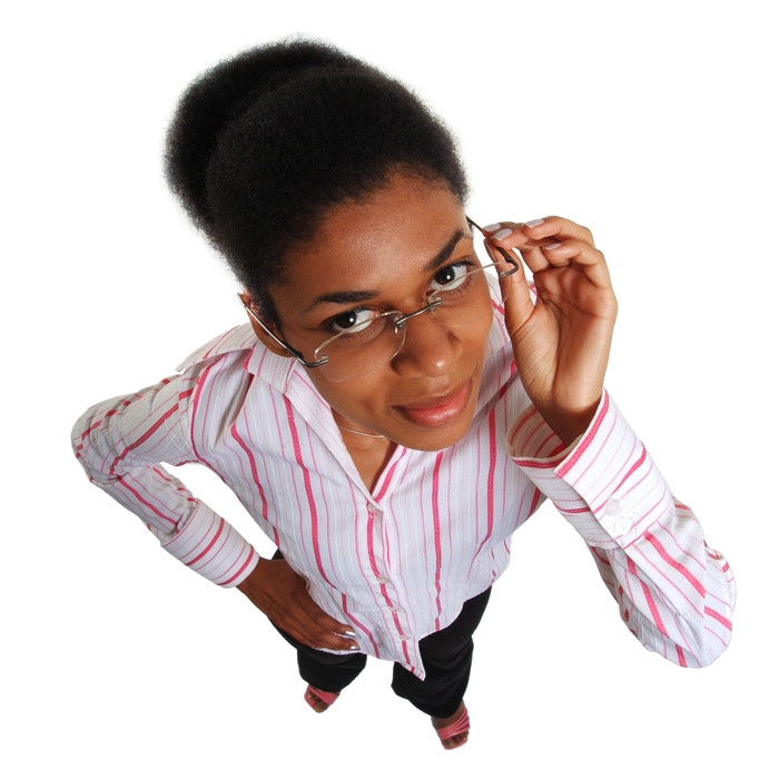 Businesswoman Adjusts Focus