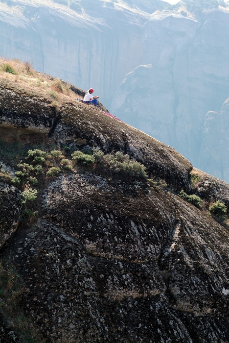 Mountain Climber Taking  a Break