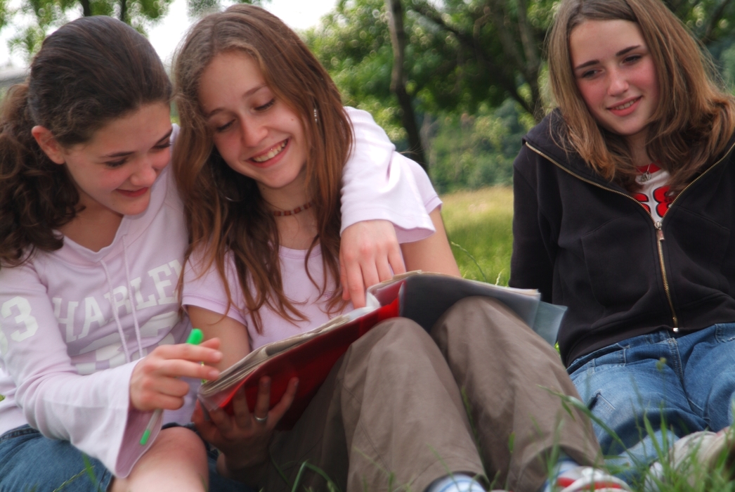 Girls Reading in the Park