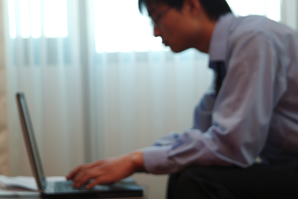 Businessman Working on Computer