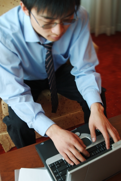 Businessman Working on Computer