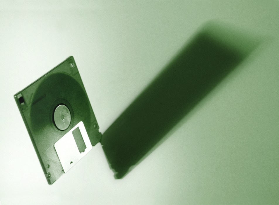 Floppy Disk with Dramatic Shadow