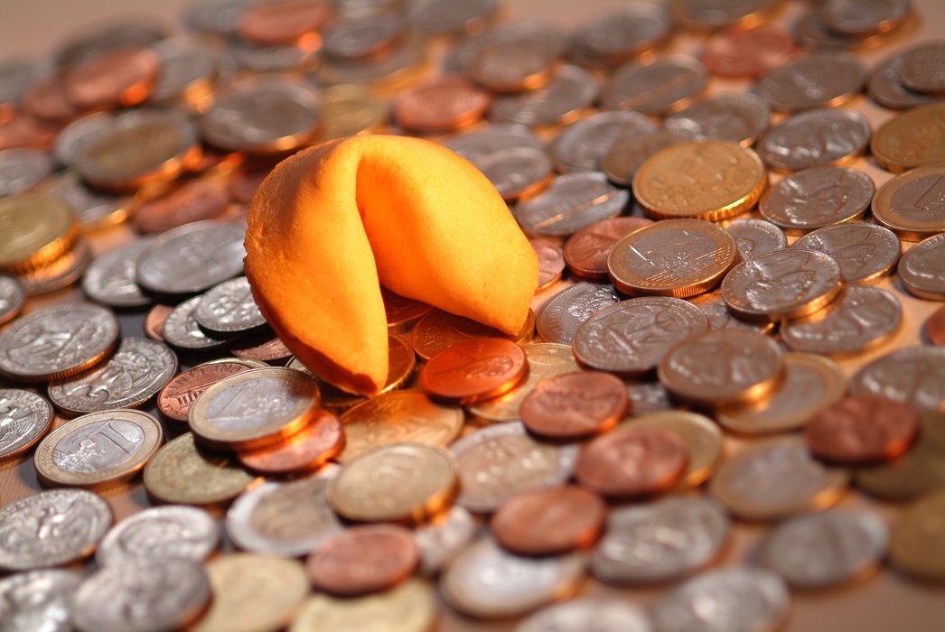 Financial Concept Fortune Cookie with Coins