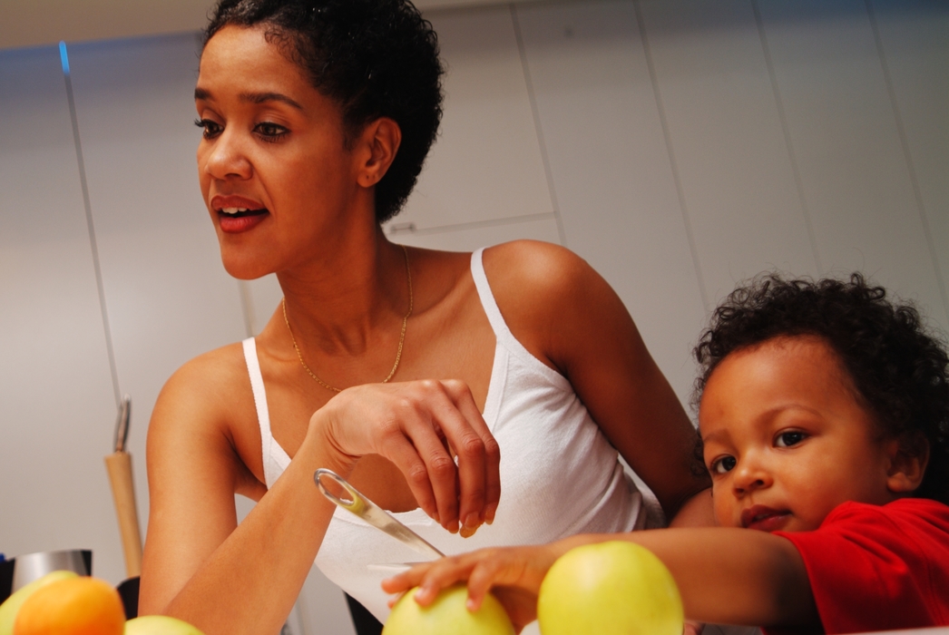 Mother and Son Having Breakfast