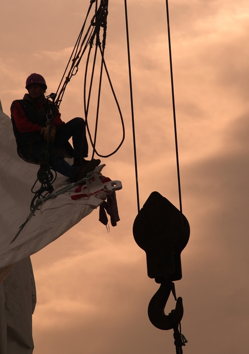 Construction Worker with Crane Hook