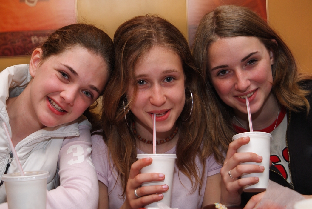 Girls Enjoying Cold Drinks