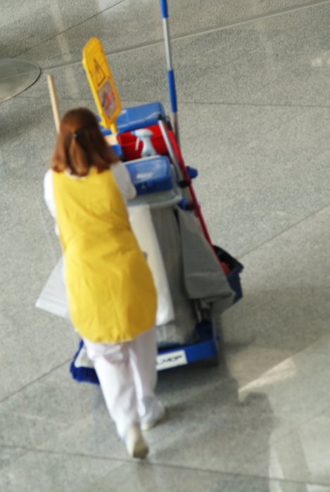 Airport Terminal Cleaning Lady
