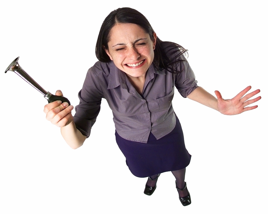 Woman Squeezing an Air Horn