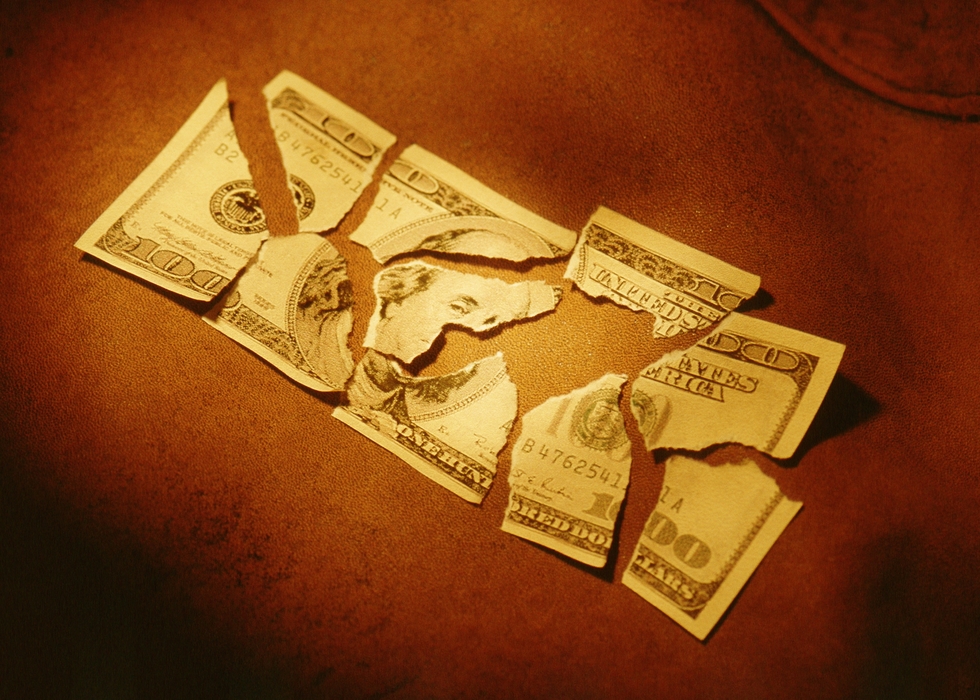 Dollar Bill Cut Into Pieces