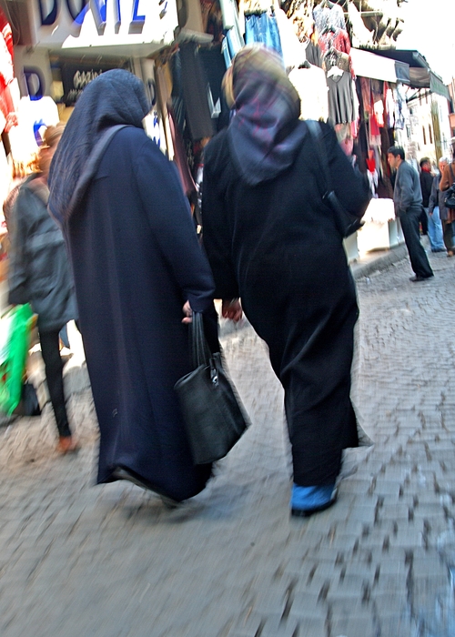 Muslim Women Walk on the Street
