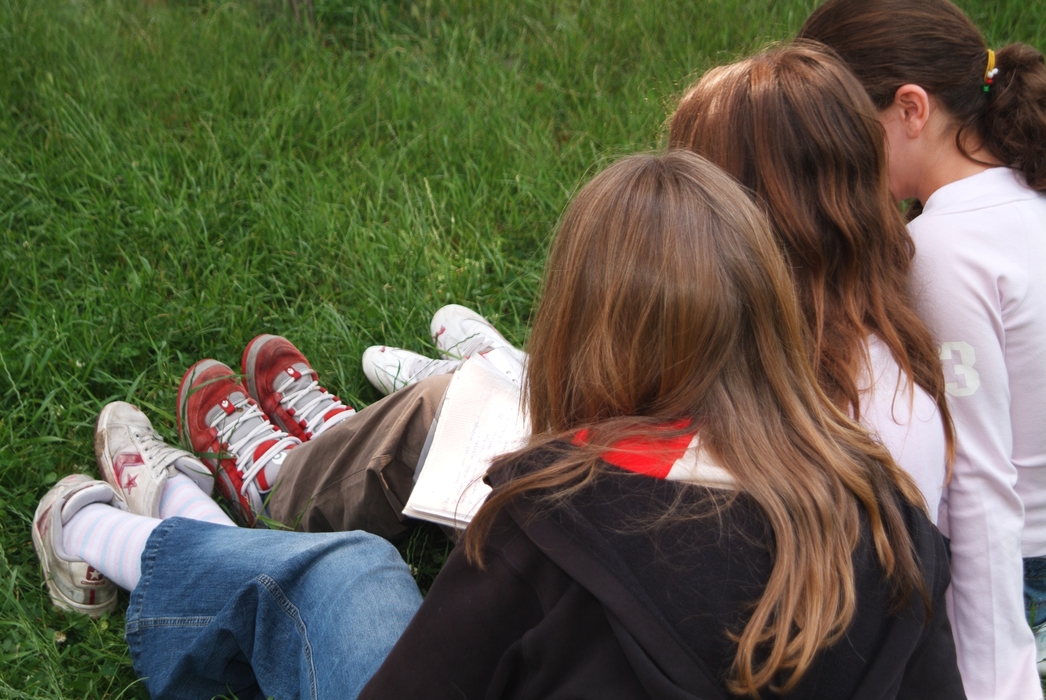 Girls Reading in the Park