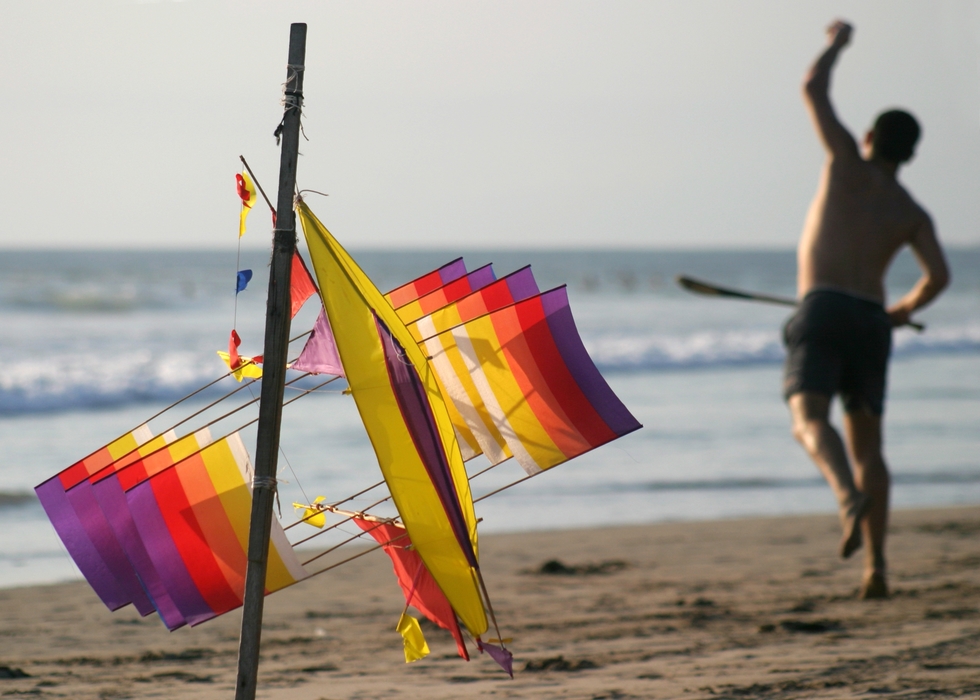 Kite with Child Playing on the Beach, Bali, Indonesia