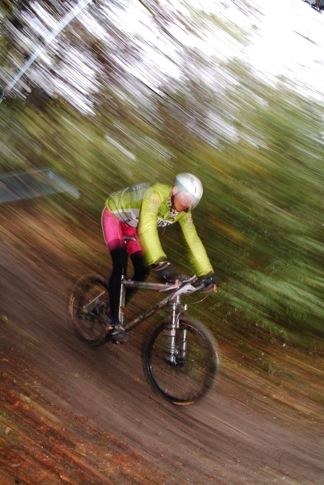 Cyclist in Mountain Biking Race