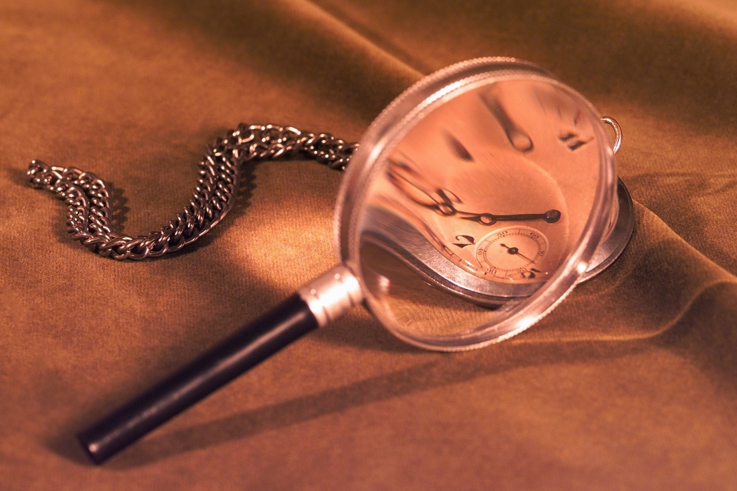 Magnifying Glass with Antique Pocket Watch