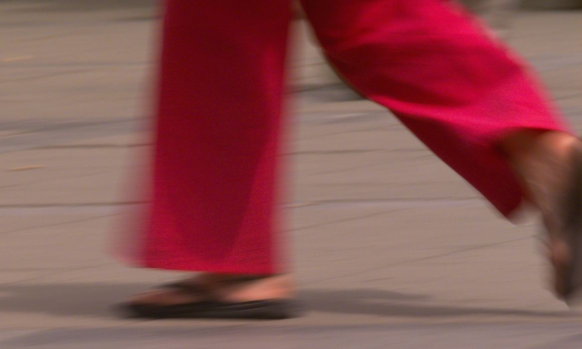 On The Move Red Pants Walking 