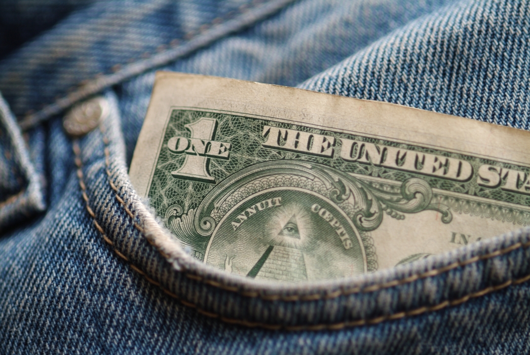 U.S. One Dollar in Jeans Pocket