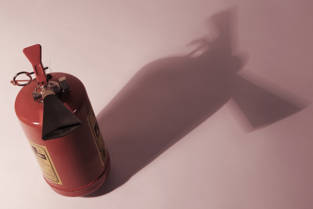 Fire Extinguisher with Dramatic Shadow