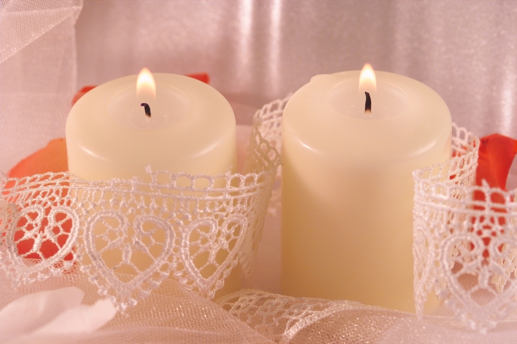The Wedding Day:  Two Candles with Flame