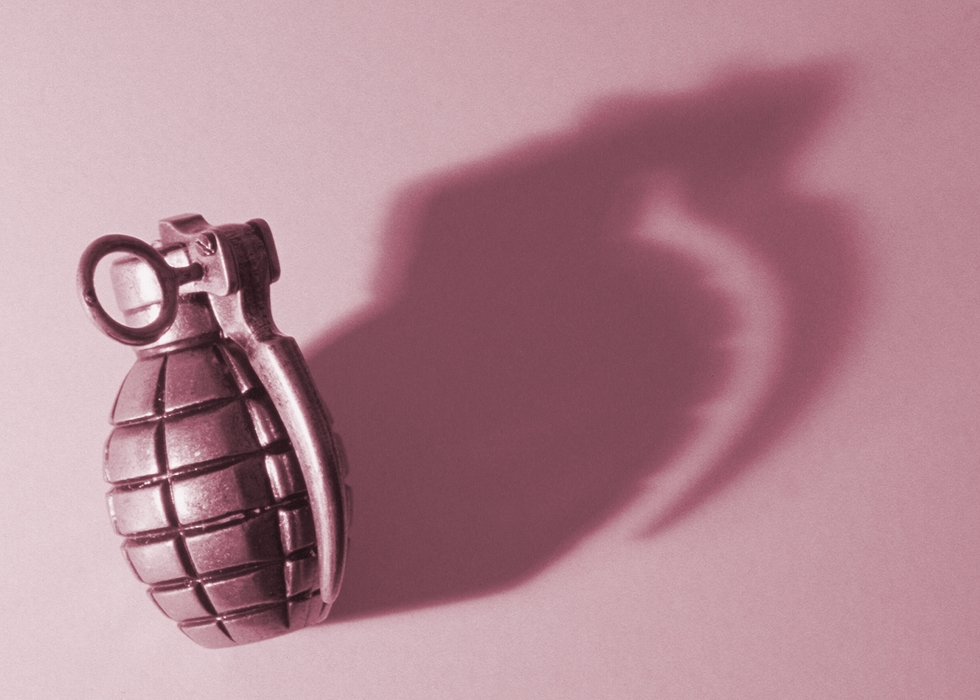 Hand Grenade with Dramatic Shadow