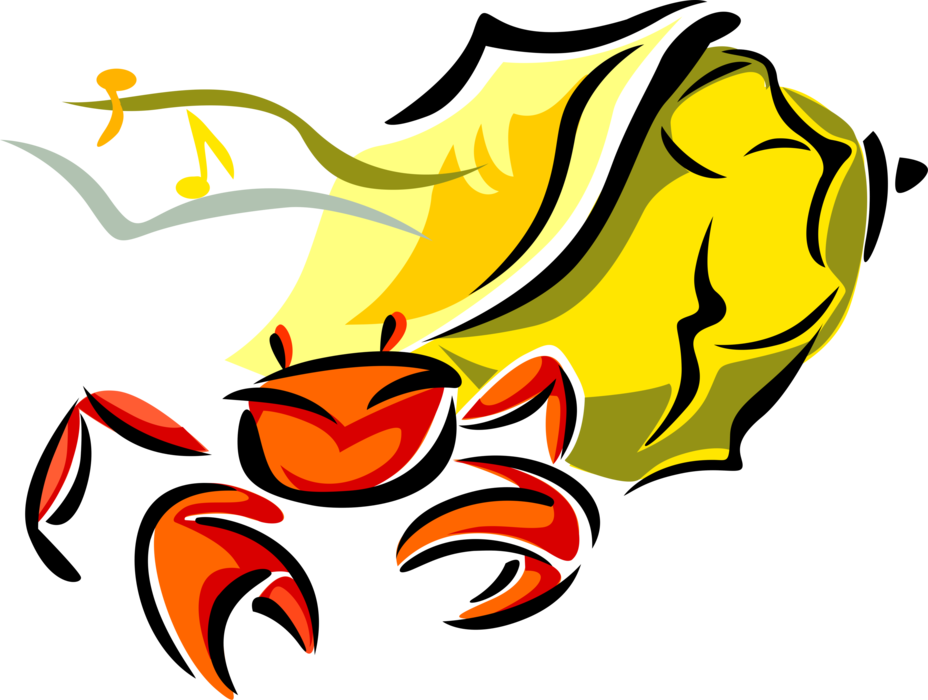 Vector Illustration of Aquatic Marine Decapod Crustacean Crab