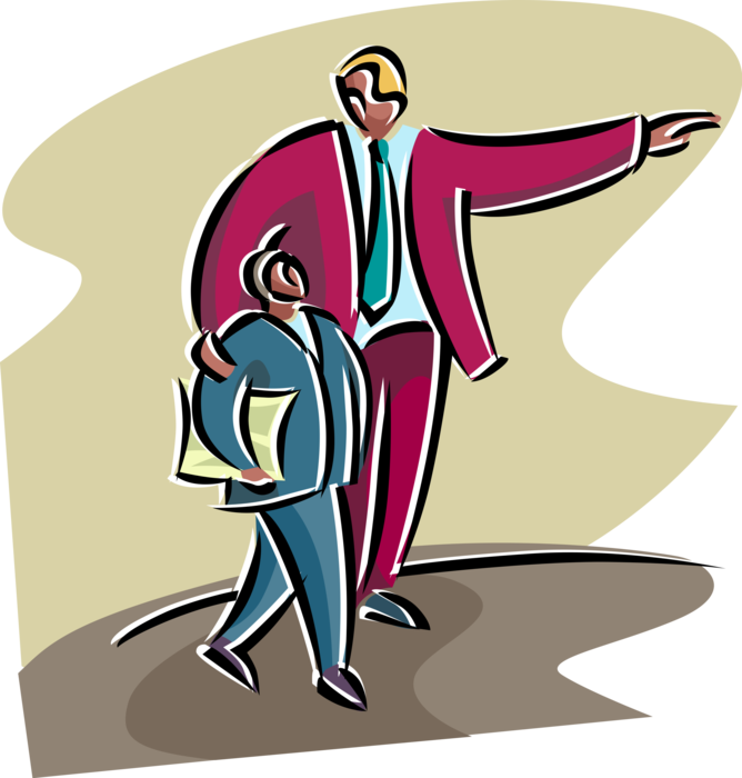 Vector Illustration of Man Pointing the Way to an Associate or Co-Worker