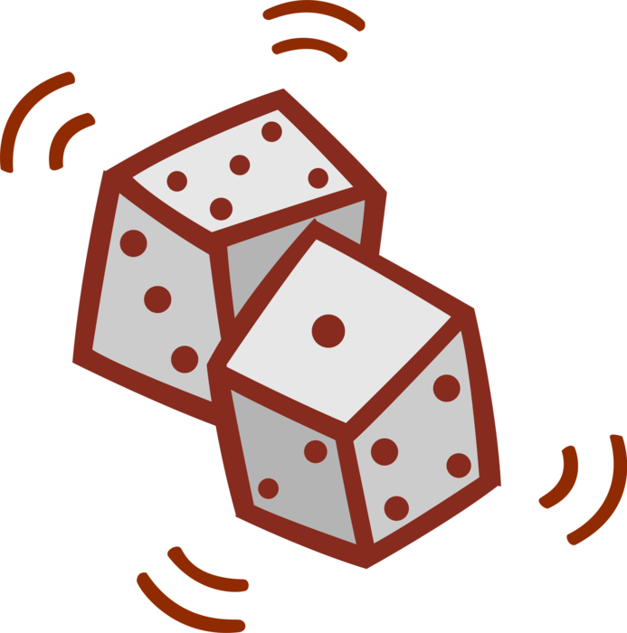 Vector Illustration of Dice used in Pairs in Casino Games of Chance or Gambling