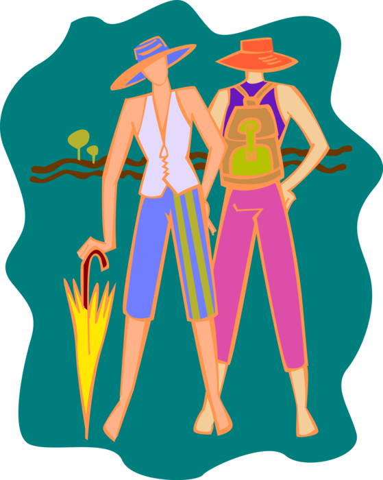Vector Illustration of Two Women in Summer Clothes