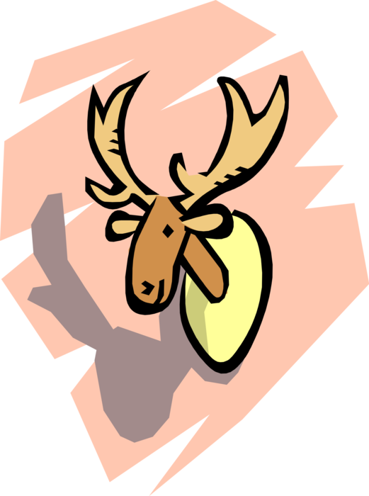 Vector Illustration of Long-Headed Mammal Canadian Moose Head Trophy