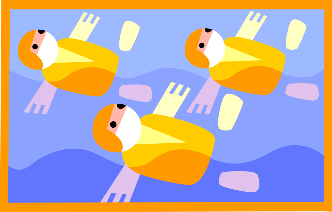 Vector Illustration of Synchronized Swimmers Swimming in Swim Competition
