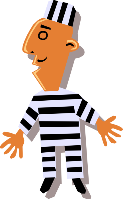 Vector Illustration of Incarcerated Prisoner in Prison Uniform