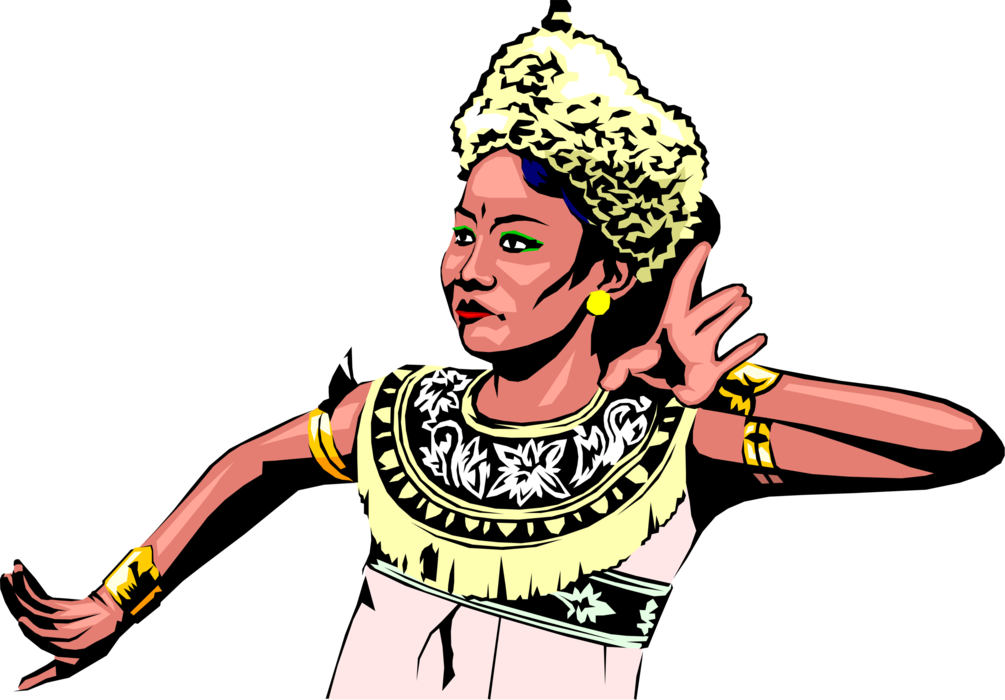 Vector Illustration of Indonesian Woman Performs Traditional Dance