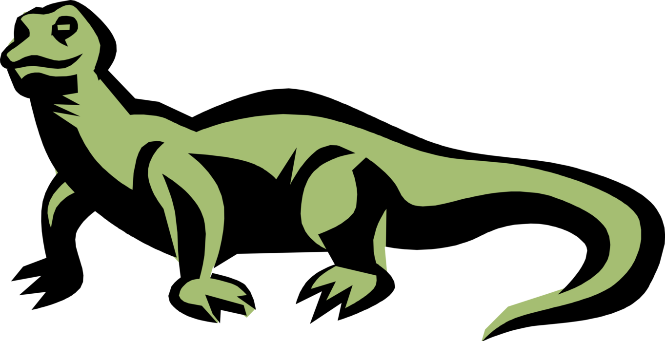 Vector Illustration of Prehistoric Lizard-Like Dinosaur from Jurassic and Cretaceous Periods