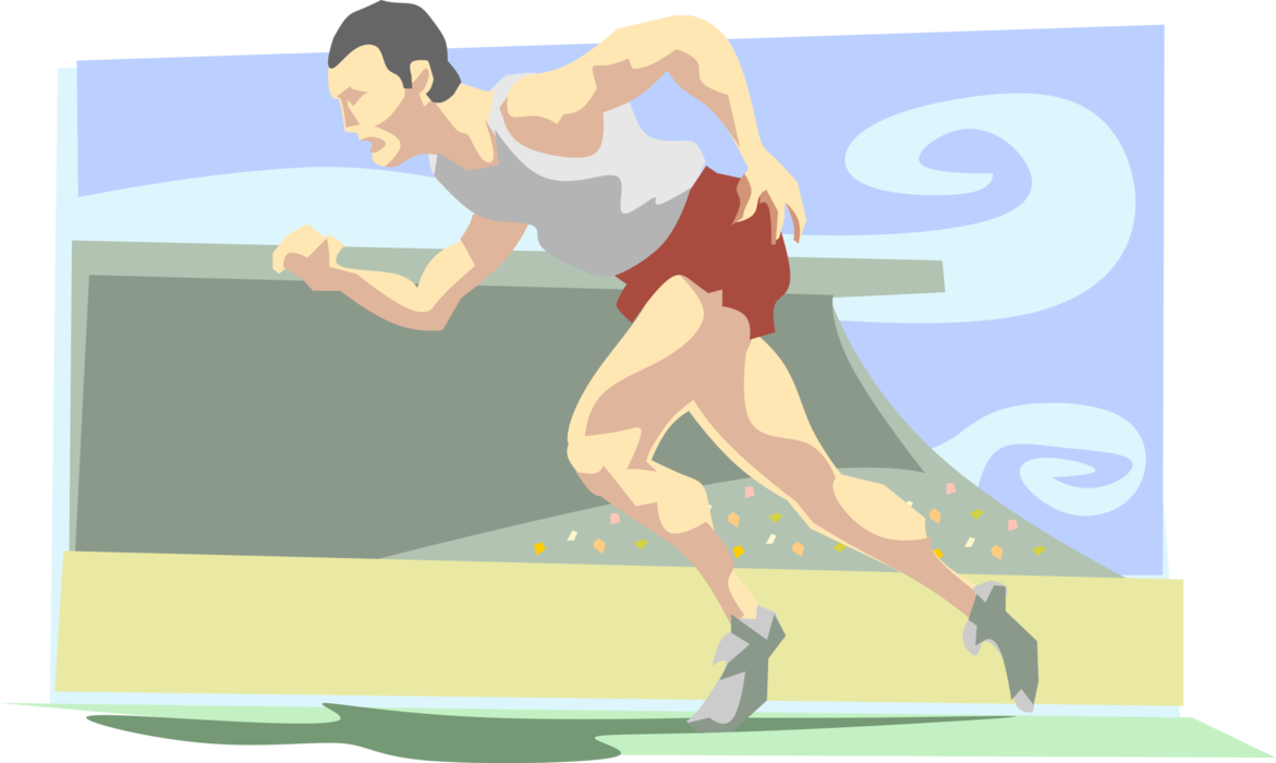 Vector Illustration of Track and Field Athletic Sport Contest Sprinter Running Race