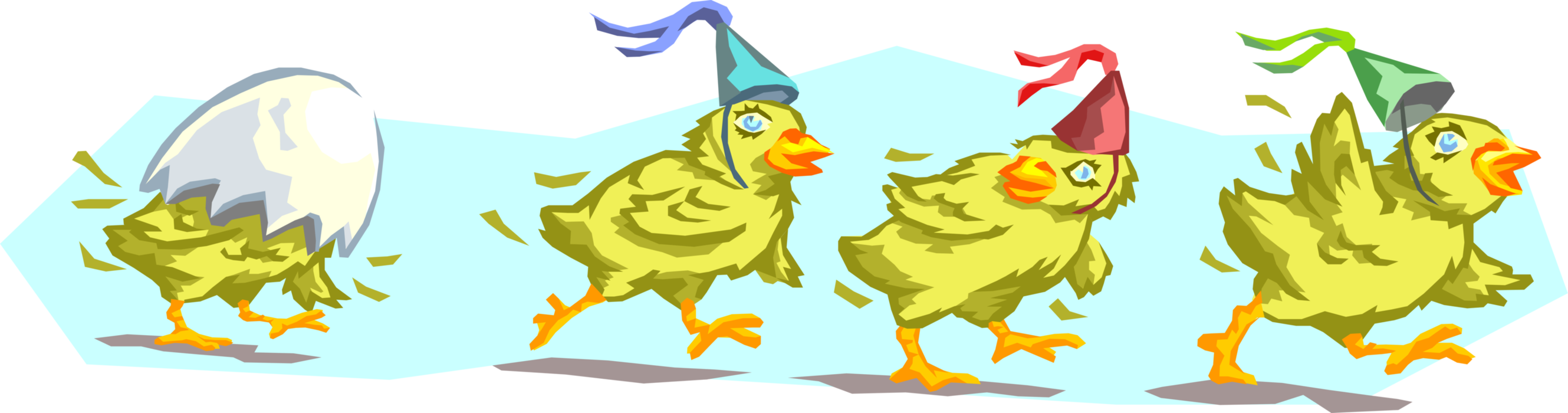 Vector Illustration of Yellow Birthday Chicks