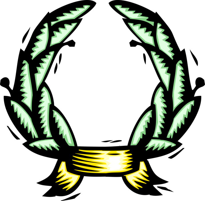 Vector Illustration of Ancient Greek and Roman Laurel Wreath with Interlocking Branches Symbol of Martial Victory