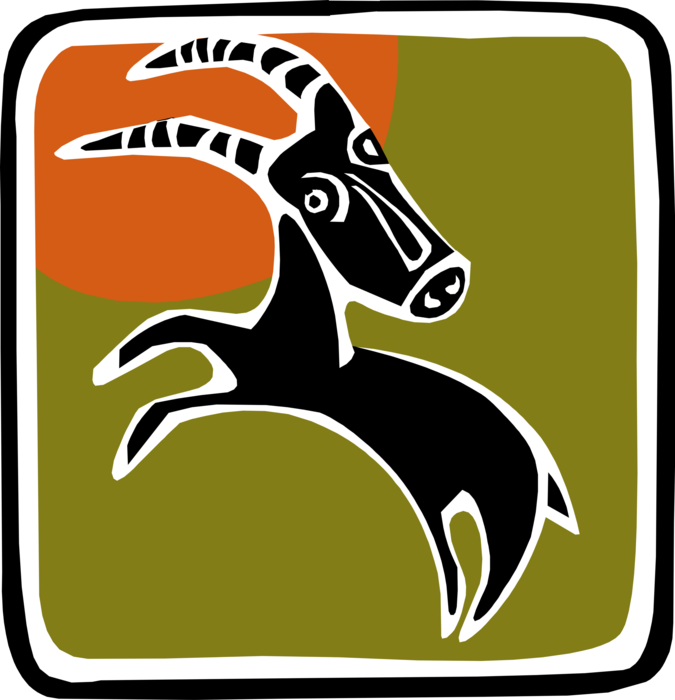 Vector Illustration of African Antelope with Horns