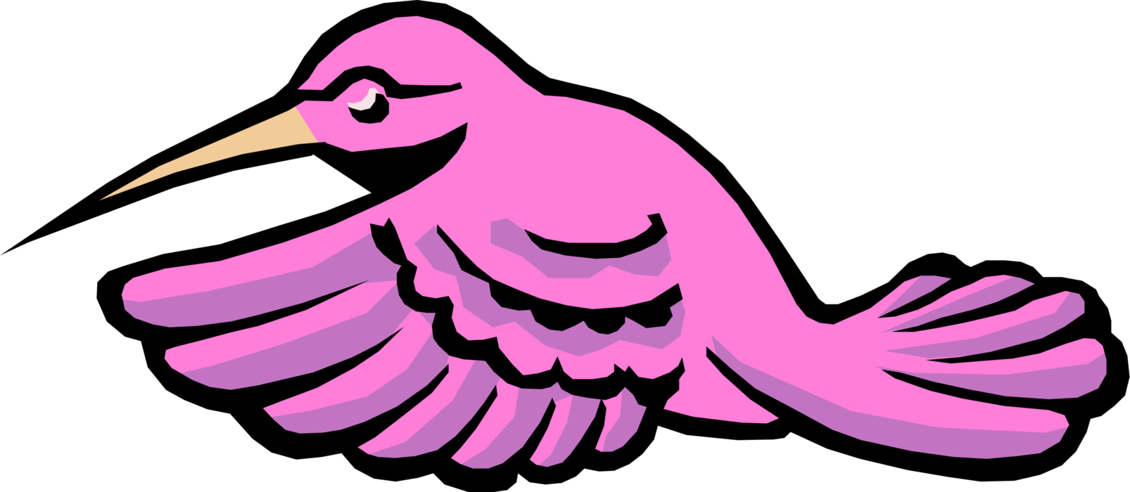 Vector Illustration of Purple Hummingbird in Flight