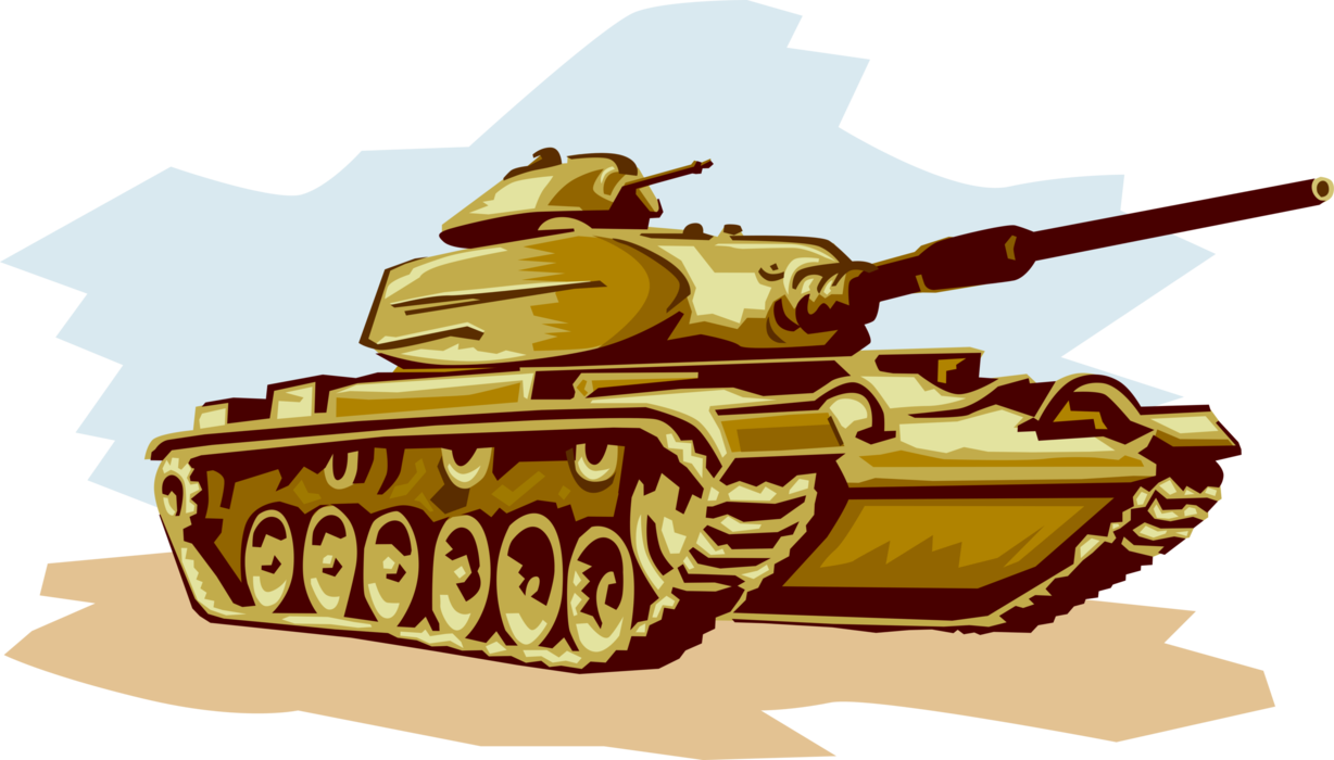 Vector Illustration of Twin Turret Armoured Fighting Tank Vehicle From Second World War