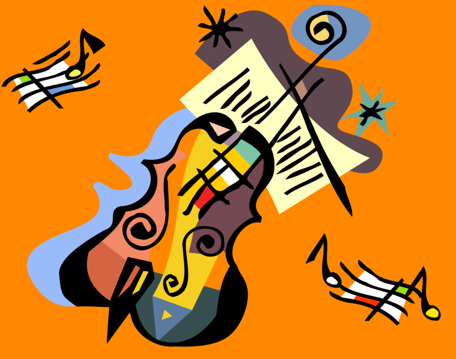 Vector Illustration of Fiddle Violin Stringed Musical Instrument