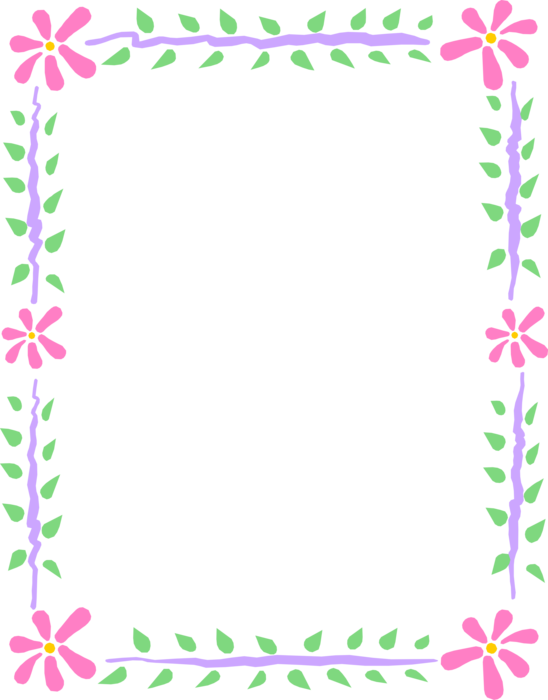 Vector Illustration of Pink Flowers Border Frame