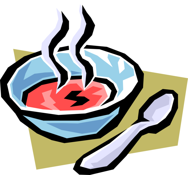 Vector Illustration of Bowl of Hot Soup with Spoon