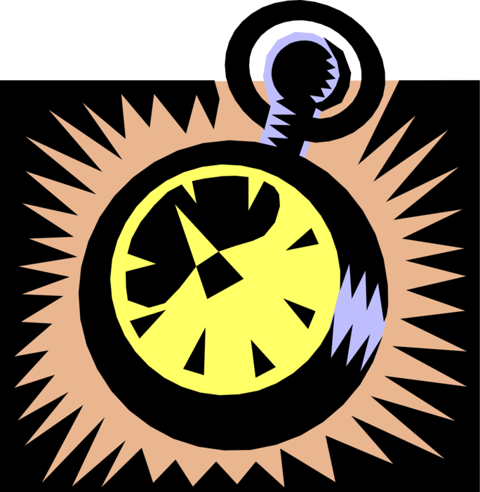 Vector Illustration of Pocket Watch or Pocketwatch Portable Timepiece Carried in Pocket